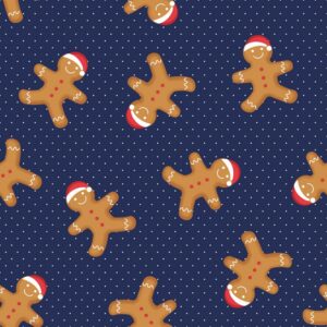 45" Happy Gingerbread Allover - Navy
