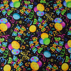 45" Cotton Prints Birthday Black