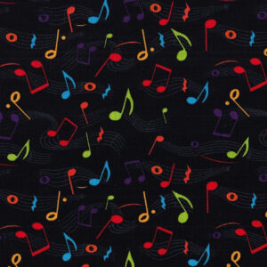 45" Cotton Prints Music Notes Tossed