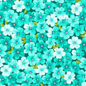 45" Cotton Prints Teal Mini Floral