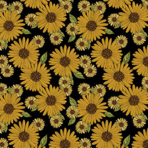 45" Benartex Sunflower and Spice Black