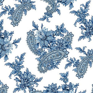 45" Benartex Bluesette Paisley White