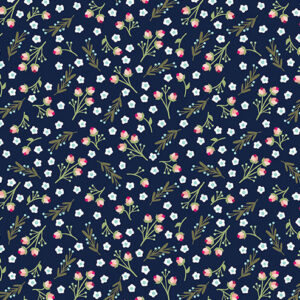 45" Benartex Alpine Valley Winter Roses Navy