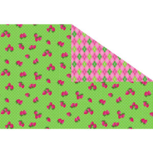 42" Double-Faced Pre-Quilted Fabric Strawberries And Plaid