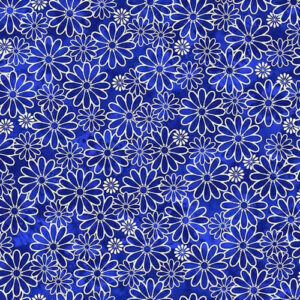 45" Cotton Prints Sundrenched Packed Daisies Dk Blue