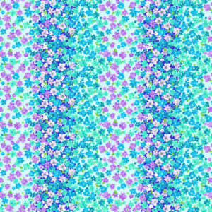 45" Cotton Prints Teal Floral Stripe