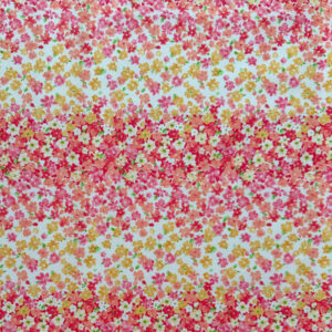 45" Cotton Prints Floral Stripes Coral