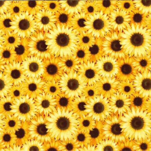45" Cotton Prints Packed Sunflowers