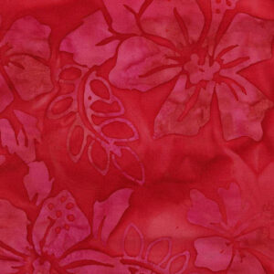45" Cotton Prints Bright Red Large Floral Batik