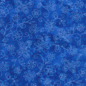 45" Cotton Prints Sundrenched Flowers Royal