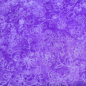 45" Cotton Prints Sundrenched Flowers Lav