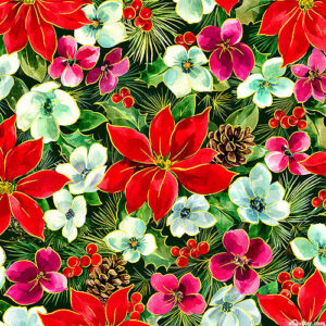 45" Oasis Fabrics Noel Christmas Floral