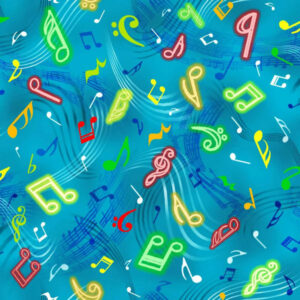 45" Oasis Fabrics Rockin Out Tossed Guitar Teal