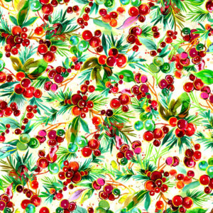 45" Oasis Fabrics Noel Holly Berries