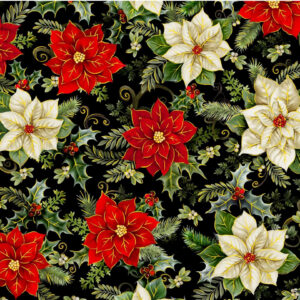45" Oasis Fabrics Noel Poinsettia & Holly