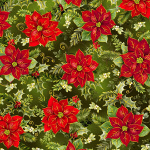 45" Oasis Fabrics Noel Poinsettia & Holly