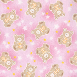 45" Flannel Bears and Stars Pink