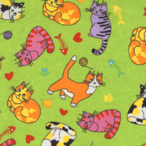 45" Flannel Cat Love Lime