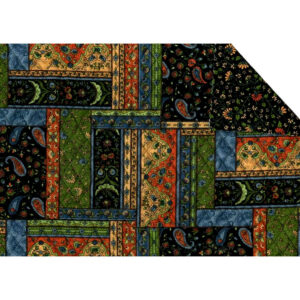 42" Double-Faced Pre-Quilted Fabric Black/Brown Mosaic Mist