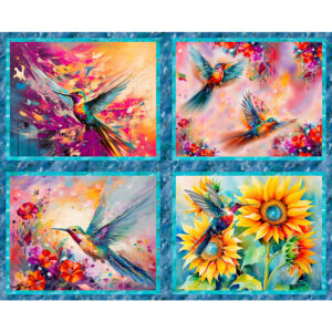 45" 3 Wishes Fabric Hummingbird Bouquet Panel