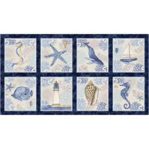45" Henry Glass Cobalt Seas 24" Panel