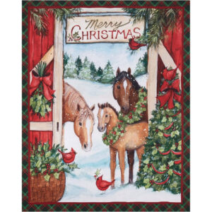 45" Three Horses Panel