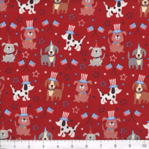 45" American Dogs on Red With Glitter