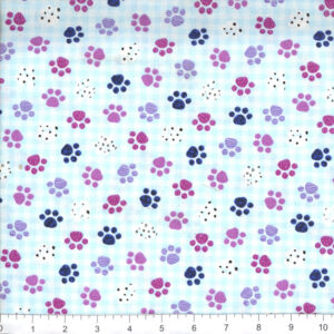 45" Blue Paws on Gingham