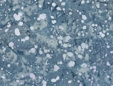 Blue gray batik fabric with white spot and marbled texture pattern by the yard.